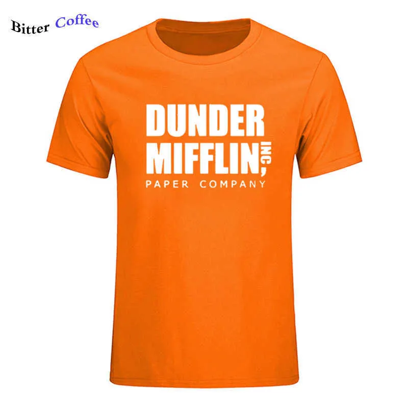 Manica corta da uomo The Office TV Show Dunder Mifflin T-shirt di carta O-Collo T-shirt stampa T-shirt in cotone 210706