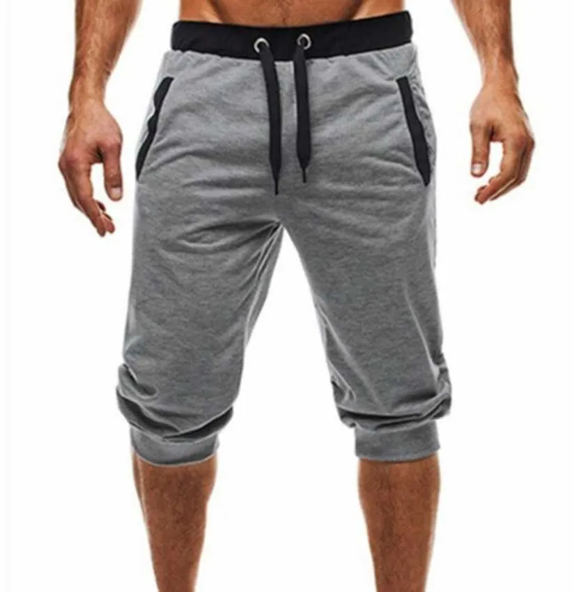Pantalones deportivos para hombres ocio atlético siete-centavo 3/4 pantalones recortados corriendo Hombres Fitness Sweetpants 210629