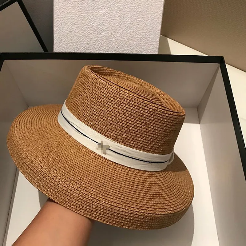 Vintage Hepburn Style Straw Hat Women Outdoor Letter Case Cap Summer Beach Sun Protection Caps Seaside Vacation Wide Brim Hats2694