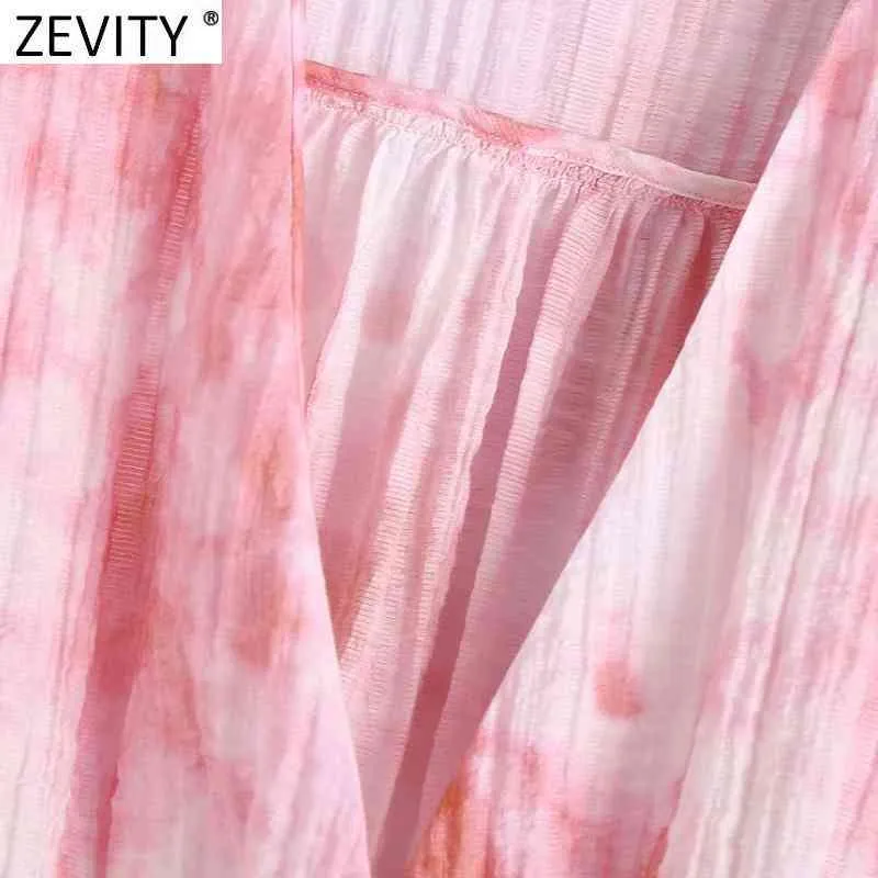 Camicetta da donna vintage con scollo a V rosa tinta unita stampa camicetta corta Camicetta da kimono femminile Chic Slim Blusas Crop Top LS9281 210416