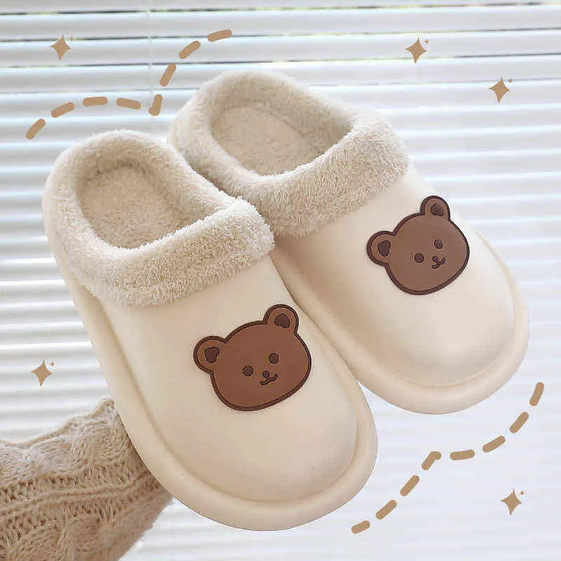 Bear Slipper's Winter Indoor Warm Fluffy Women Piattaforma EVA impermeabile Casual House of Sunny Kawaii Home 211229