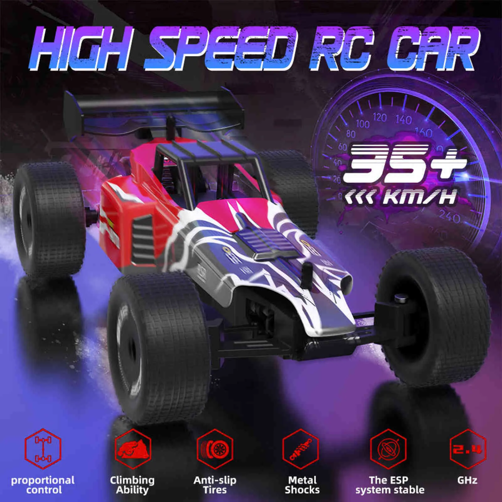 Coche RC 35 km / h Coche controlado de alta velocidad JY88 1/24 Coche de control remoto con cámara 4k Automóvil de control remoto para niños 211029