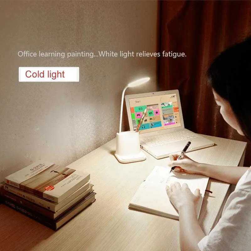 USB Rechargeable LED Table Lamp Touch Dimming Adjustment Desk Lamp for Children Kids Reading Study Bedside Bedroom Living Room