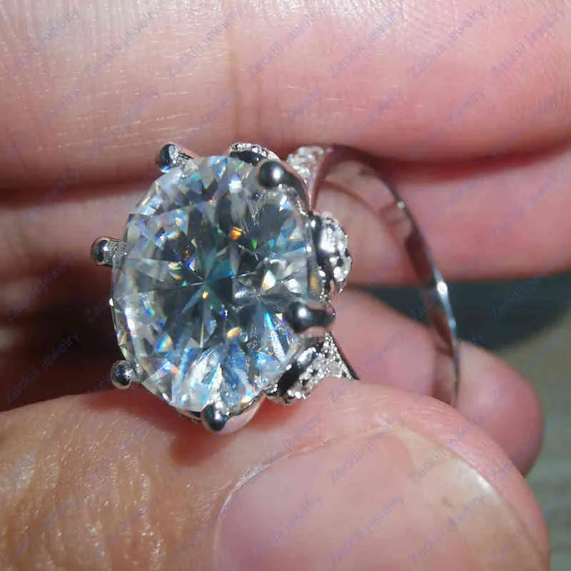 Nom personnalisé certifié 5 diamant bague de fiançailles femmes 14K or blanc en argent sterling mariée moissanite anneaux de mariage bijoux2864
