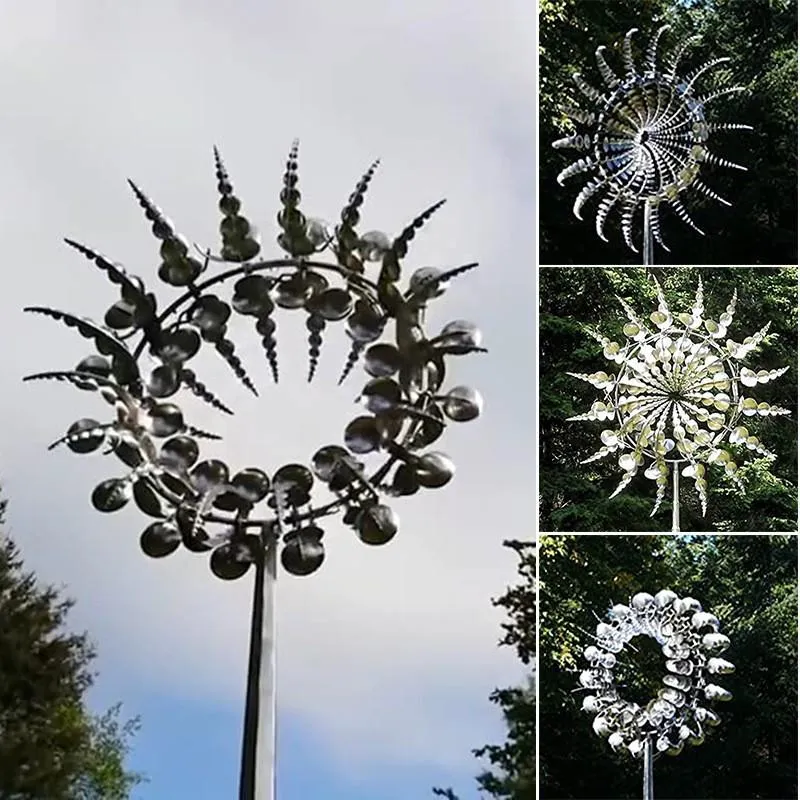 Solar Lamps 2021 Unique And Magical Metal Windmill Outdoor Dynamic Spinners Wind Power Catchers Exotic Yard Patio Lawn Garden Deco200E