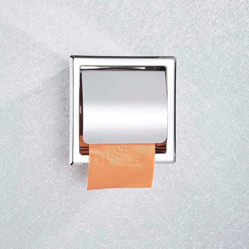 Onyzpily Porta carta igienica da bagno Finitura cromata Scatola fazzoletti in acciaio inossidabile Nero Montaggio a parete 210709