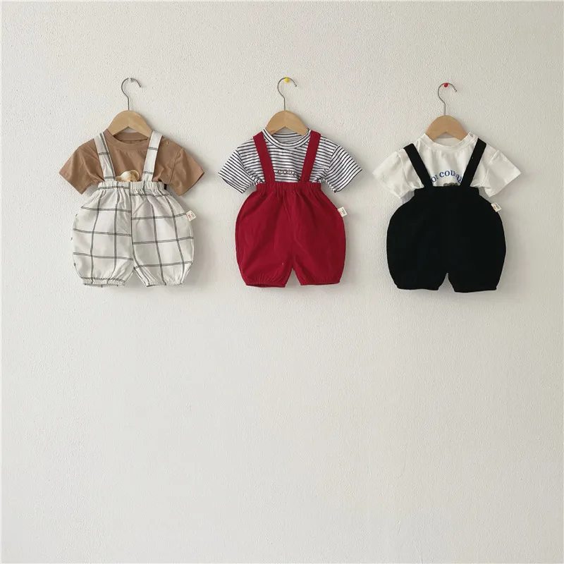 Baby of summer outfit lovely angel wing back belt knickers girls jumpsuit baby knit overalls 210515