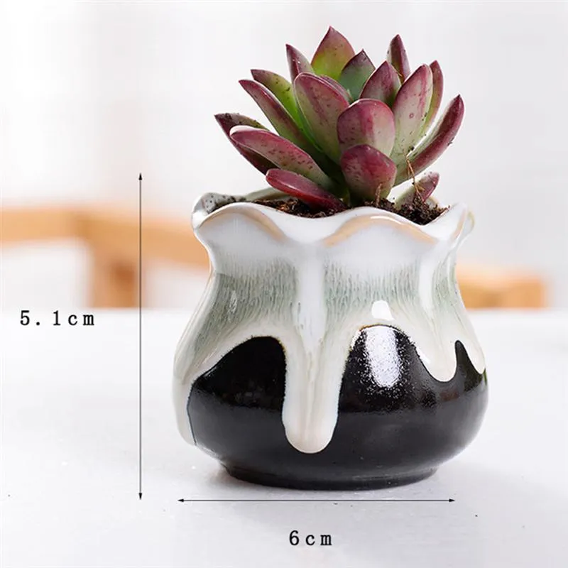 creativo ceramica pianta grassa vaso di fiori flusso variabile smalto la casa camera ufficio piante da seme vaso senza pianta 210401