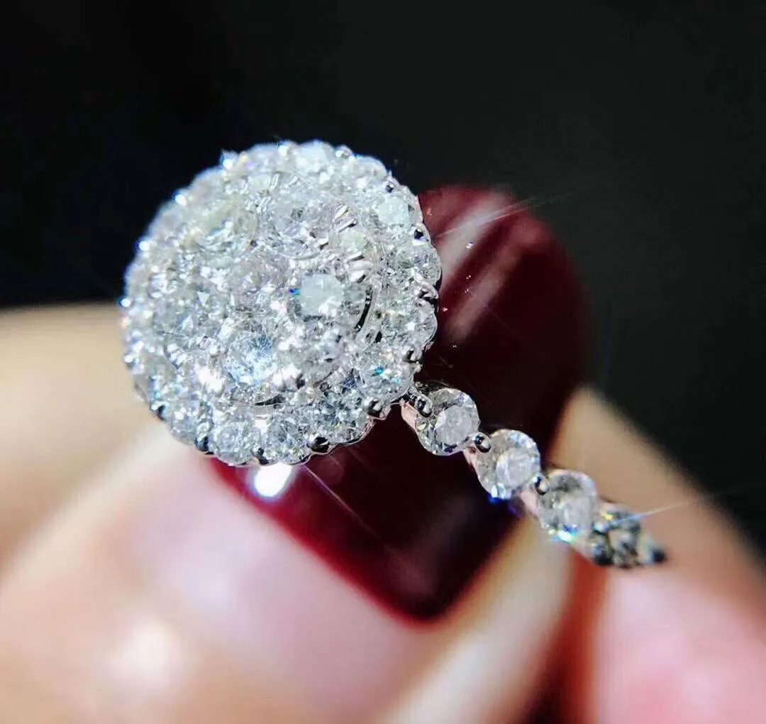 DIWENFU Real 18K White Gold Diamond Jewelry Ring Box for Women Fine Anillos De Diamond Gemstone Bizuteria Wedding Bands Rings