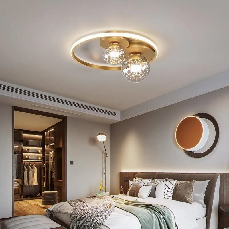 Plafonniers Lampe LED moderne avec boule de verre ronde noire lustre dimmable pour chambre salon cuisine décoration intérieure 278S