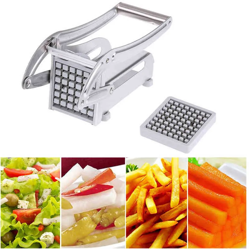 Patatine fritte in acciaio inossidabile che rendono la macchina efficace Affettatrice patate fritte Affettatrice Cippatrice Taglia fetta di cetriolo Gadget da cucina 210330