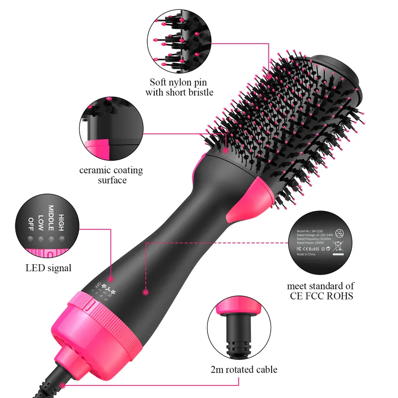 Air Brush Styler och torktumlare 2 i 1 Professionell hårtorkvolumizer One Step Hair Starten Curler Electric Anion Blow 2202214258021