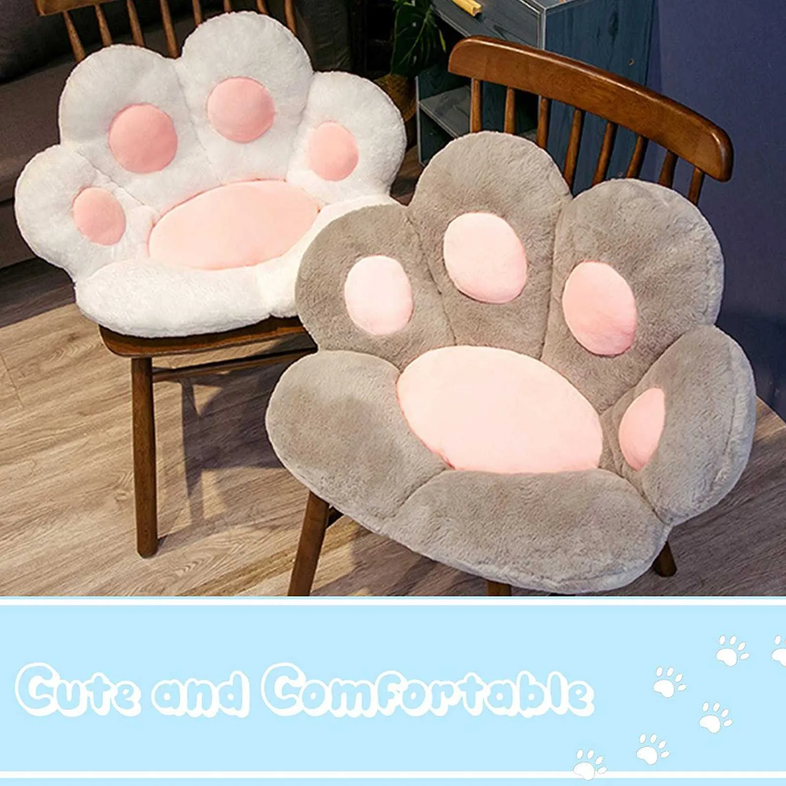 Mignon chat patte dos oreillers en peluche chaise coussin Animal enfant siège coussin canapé tapis maison canapé intérieur sol hiver décor cadeau # g35 210611