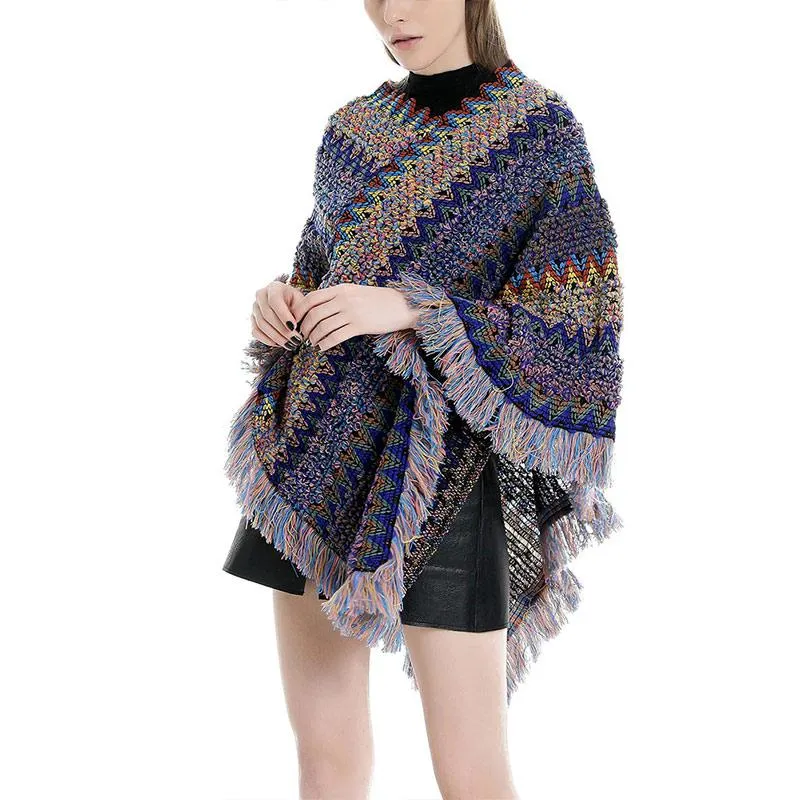 Sciarpe Boho Poncho con frange Scialli a mantella Avvolge Cappotto da donna Top elegante la primavera inverno Autunno TC21242w