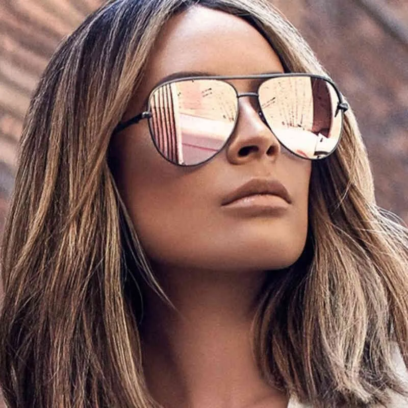 Mode plat haut noir femmes lunettes de soleil marque concepteur Oculos miroir nuances lunettes de soleil femme 1458R