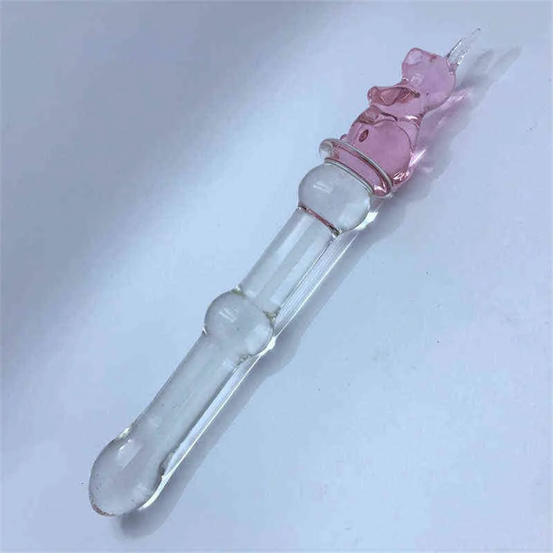 NXY Godes Consoladores De Cristal Couleur Rosa Con Forma Conejo Para Mujer Consolador Realista Pene Grande Punto G Tapn Anal Juguetes 220111