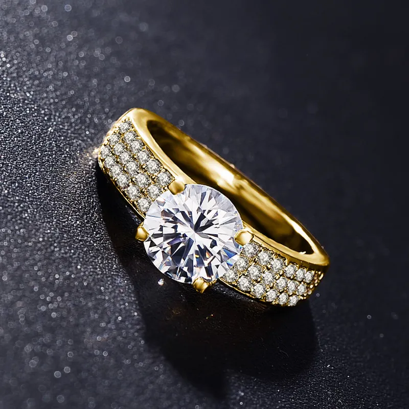 18K RGP Stempel reiner minderster Gelbgold -Ring Solitaire 2CT Labor Diamant Eheringe für Frauen Silber 925 Schmuck 1161614