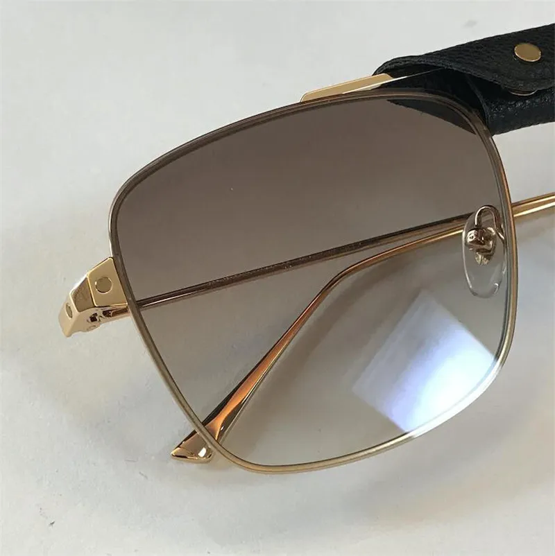 Óculos de sol de design de moda 0198 armação de metal quadrada com couro retro avant-garde estilo pop simples qualidade superior eyewear242g