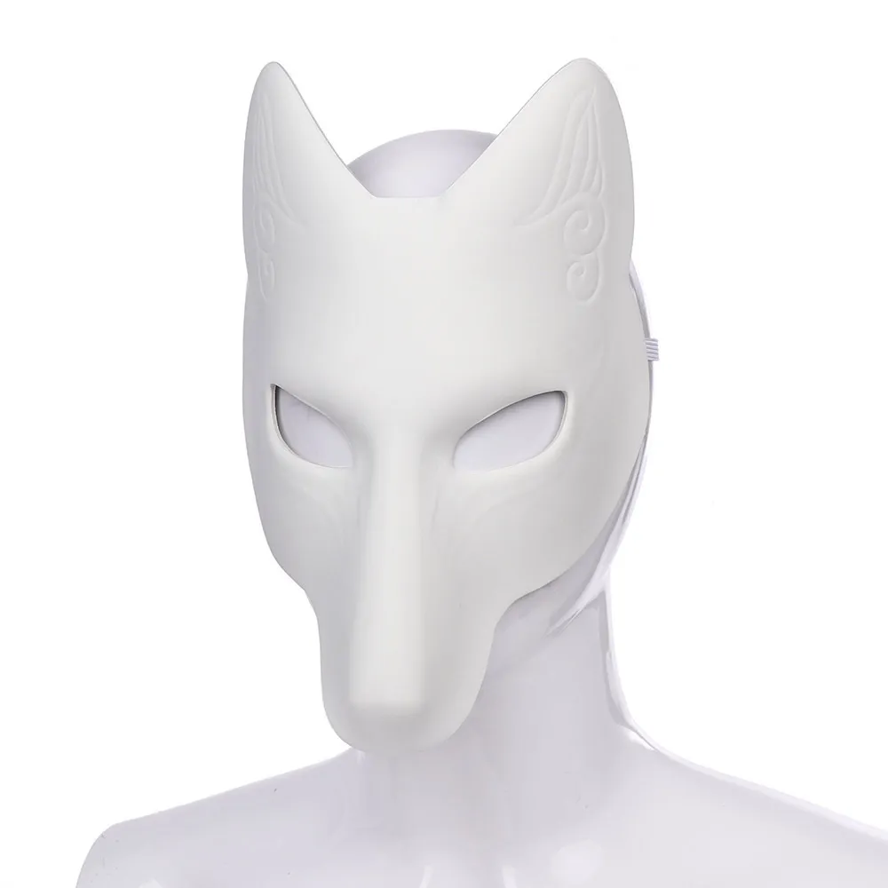 Branco Japão Anime Fox Kitsune Máscara Cosplay Partido Props Masquerade Traje Acessórios Pub Clubwear Halloween Masks