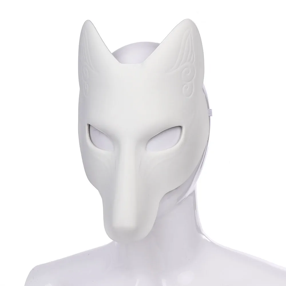 Branco Japão Anime Raposa Kitsune Máscara Cosplay Adereços para festas Mascarada Acessórios para fantasias Pub Clubwear Máscaras de Halloween