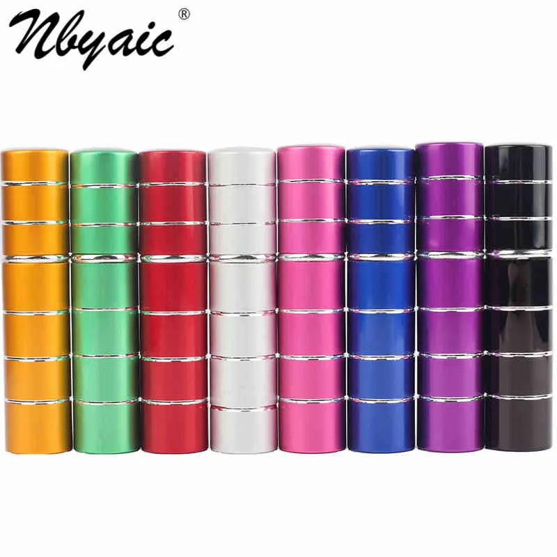 NBAIC 100 sztuk Perfumy Sub-butelka 10ml Jasny Silver Paski Okrągły Aluminium Shell Butelka Szklana Liner Spray Butelka Pusta butelka