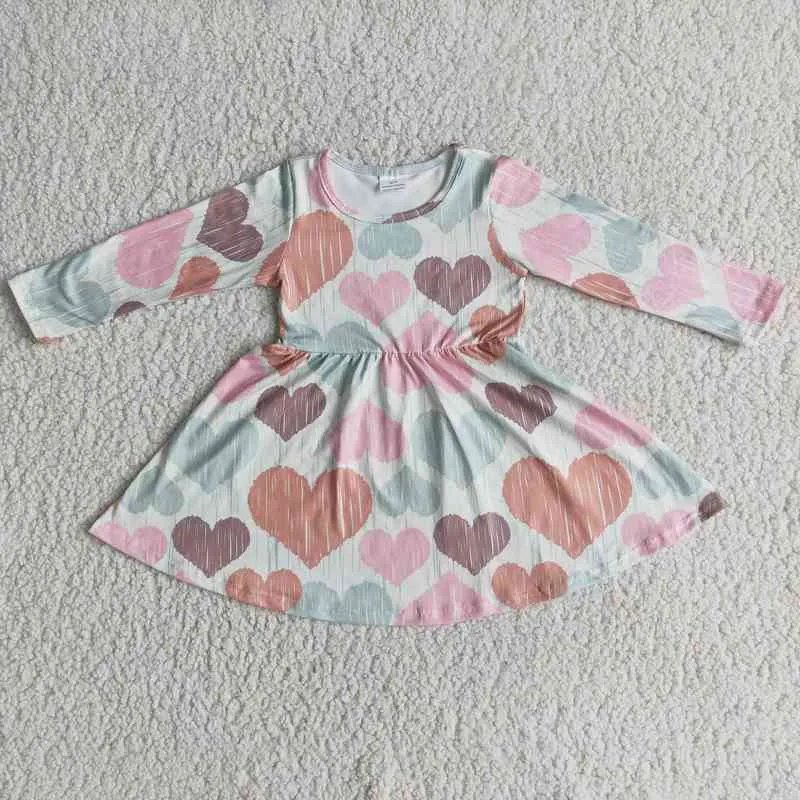 Dessin animé coloré robe de petite fille mignon chiot imprimé animal vêtements pour enfants robe à manches longues pour les filles G1215