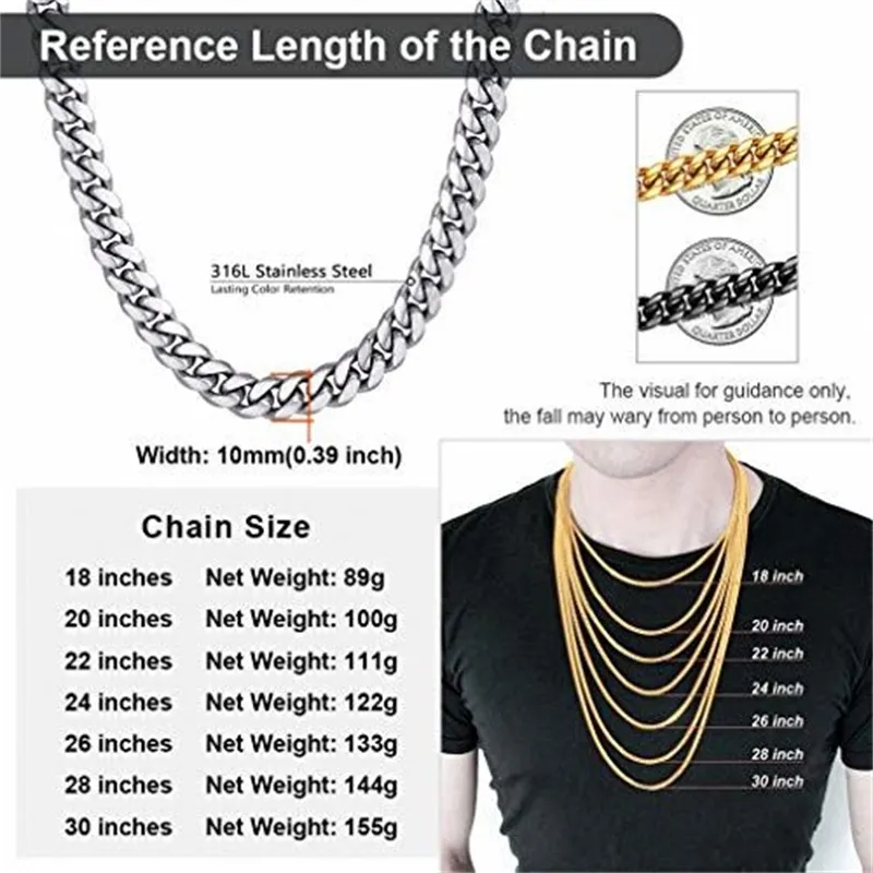 Hip Hop Aangepaste Grootte Mode Stainls Stalen Ketting Hecklace Jewlery Kettingen Mannen Necklace235O