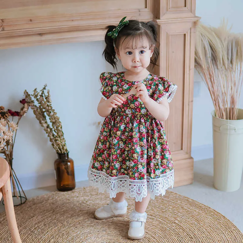 小さな女の子花スペインのドレス子供スペインスタイルのブティック服ベビーガールプリンセスドレス幼児の誕生日vestidos 210615