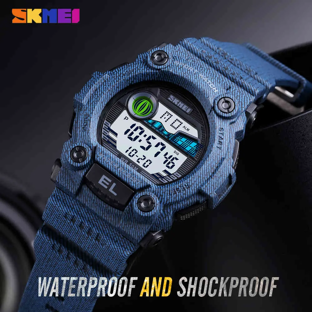 Digitala herrklockor Skmei Sport Fitnelektronisk kronografklocka LED -vattentätt manligt armbandsur med Box Relogio Masculino 309A