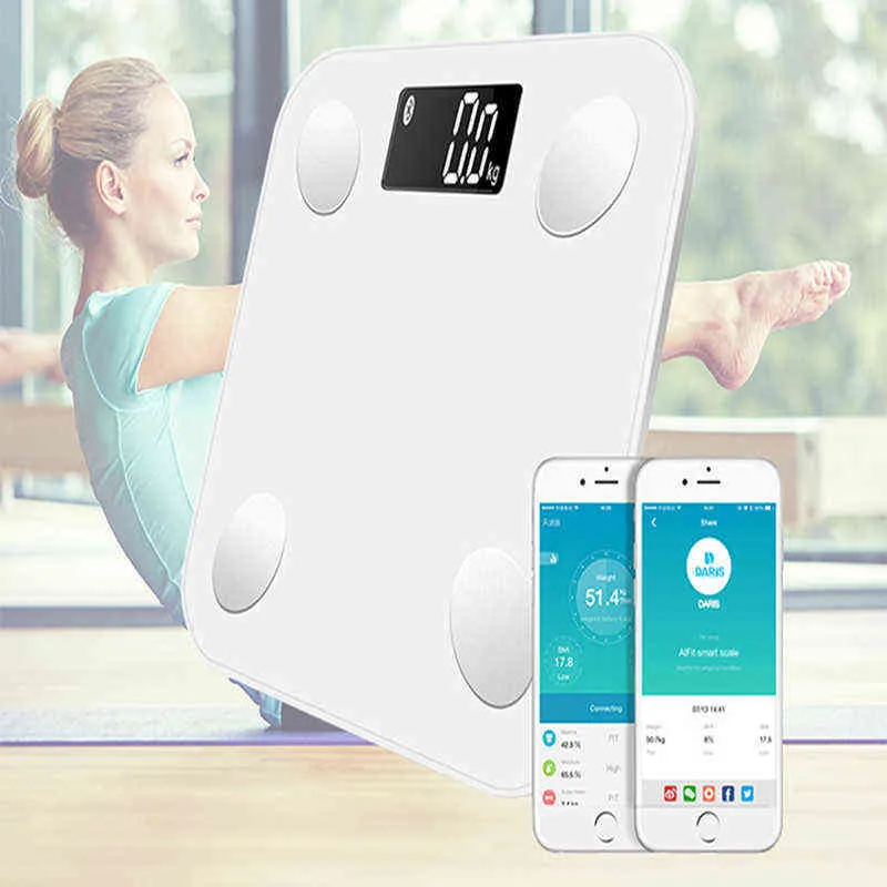 Peso corporal Escalas Músculo Prático Durável Massa BMI Wireless Digital Bathroom Fontes Bluetooth Electronic Scale H1229