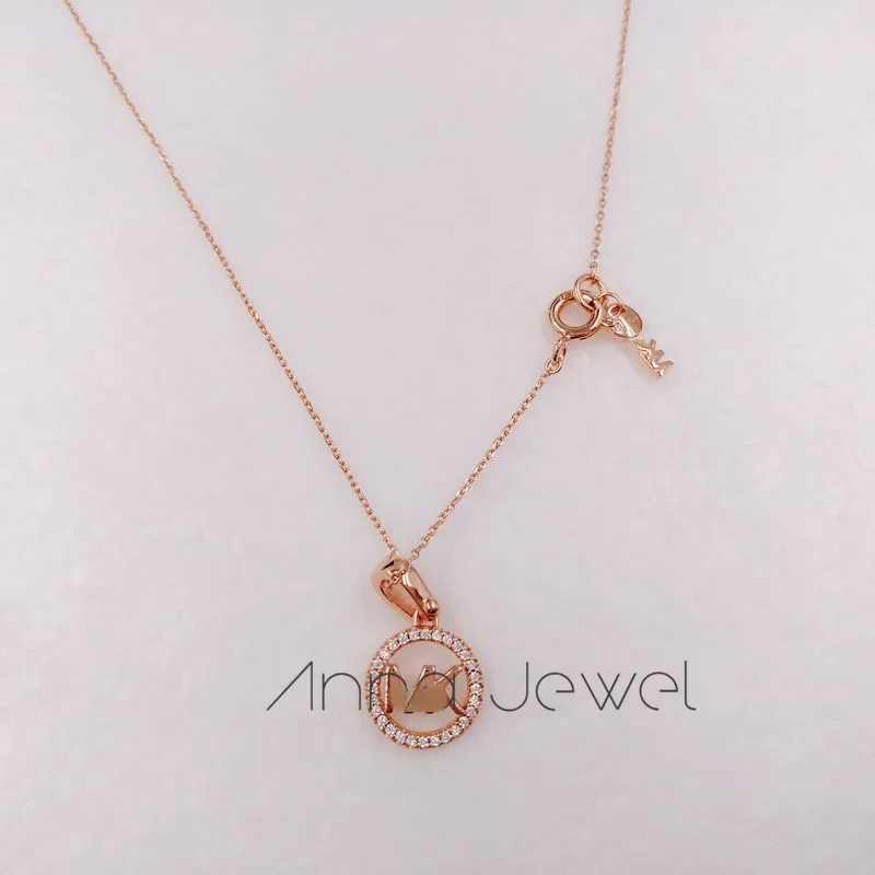 Nouveaux bijoux d'amitié style M en or rose 925 colliers initiaux en argent sterling pour femmes chaînes à cordes pendentif ensembles cadeaux d'anniversaire206a