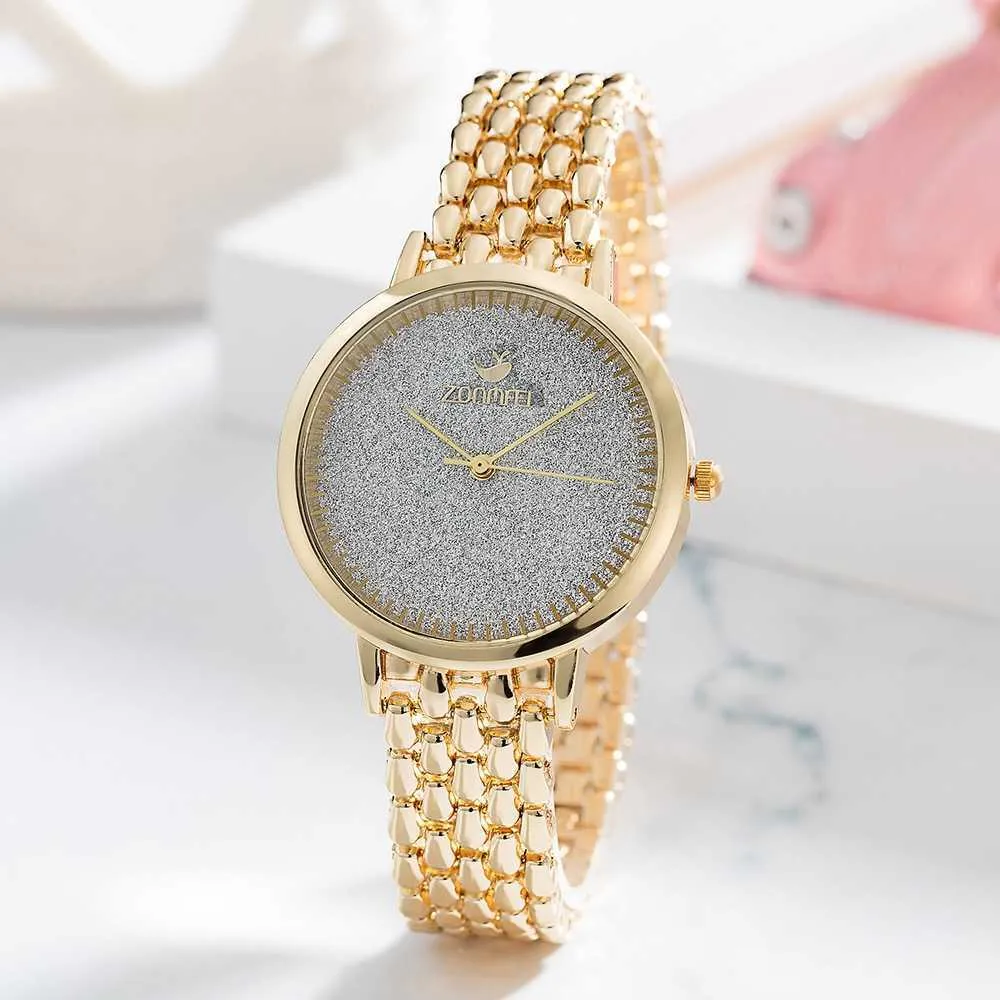 Montre Femme Watch Kobiety Luksusowa Pani Temperament Zegarki Bransoletka 3 Sztuk Ustawiający Łańcuch Zegar Zegar Urodzinowy Relogio Feminino 210616