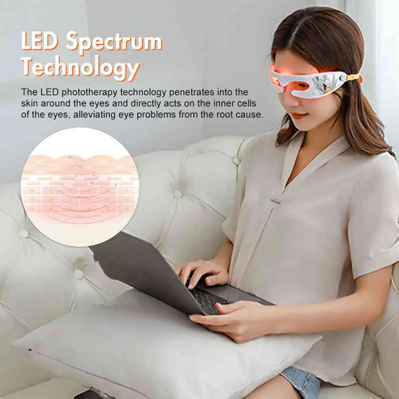 3D LED Light Therapy Eyes Mask Massager Heating SPA Vibration Face Eye Bag Wrinkle Removal Fatigue Relief Beauty Device 220110