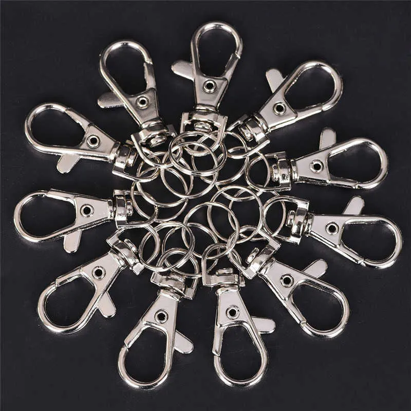 100 шт., поворотная застежка-карабин, зажимы для ключей, брелок для ключей, разделенный брелок для ключей, застежки для изготовления брелоков H09159159918