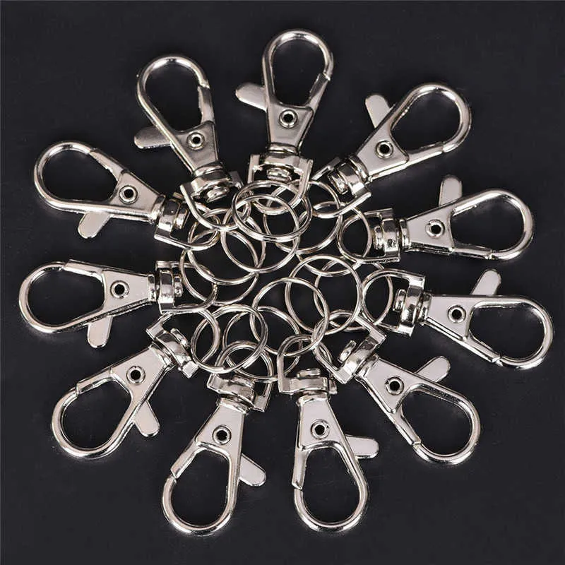 100 stuks slot draaibare karabijnsluiting clips sleutel haak sleutelhanger split sleutelhanger bevindingen sluitingen voor sleutelhangers maken H09159159918