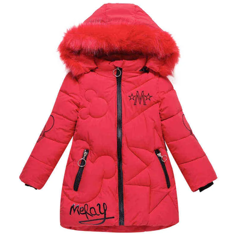 Vestiti bambina 3-12 anni giacca imbottita invernale moda calda bambini con cappuccio ragazze in pelliccia sintetica 211203