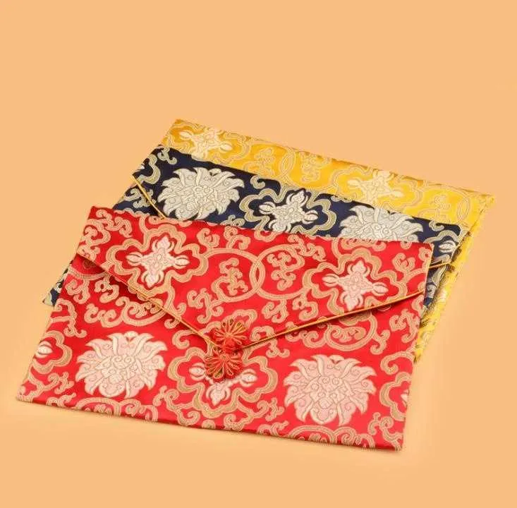 Chinese Style Scripture Book Bag Lucky Large Silk Brocade Storage Bag Buddhist Books Cloth Protection Collection Bag
