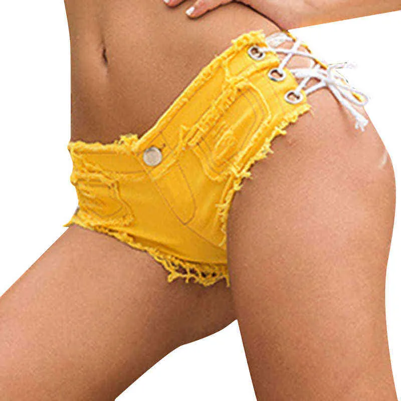 Shorts Women Sexy Summer low rise Shorts sheath Short Feminino hole ladies denim shorts hot Adjustable waist circumference Y220311