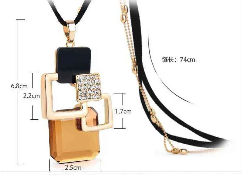 BYSPT Lange Halsketten Anhänger für Frauen Collier Femme Geometrische Aussage Colar Maxi Mode Kristall Schmuck Bijoux G1206