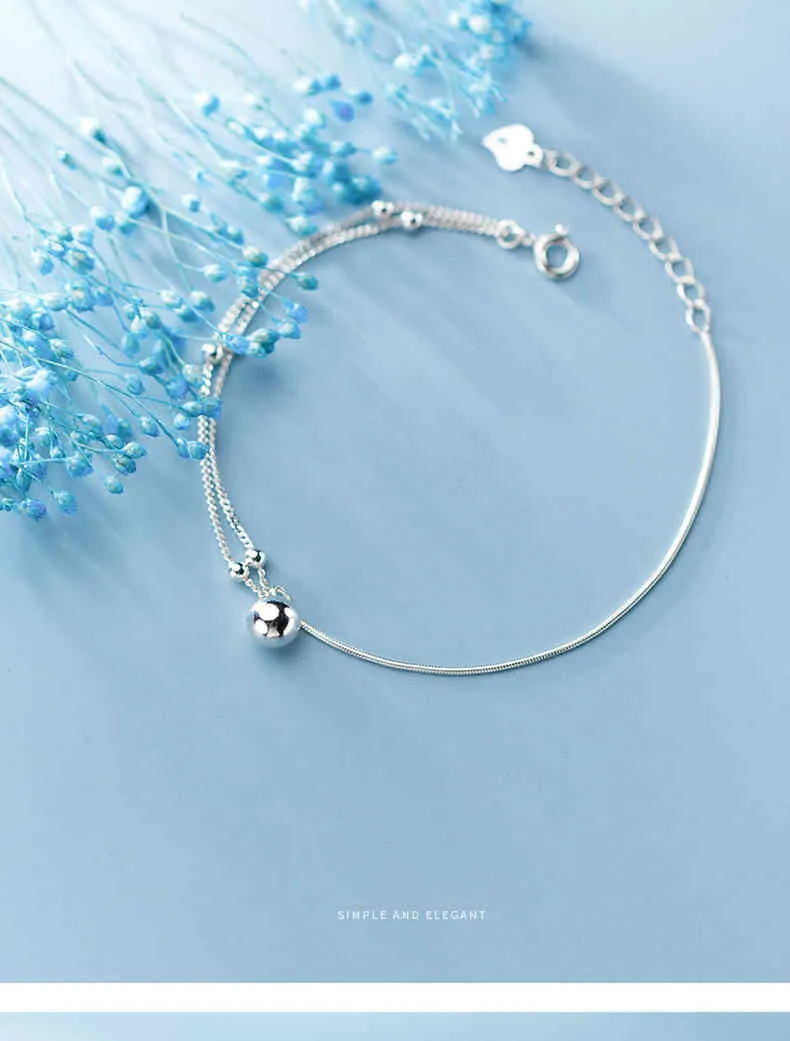 Colusiwei mode 925 argent Sterling perles légères serpent os chaîne réglable Bracelet cheville pour femmes bijoux fins 2020