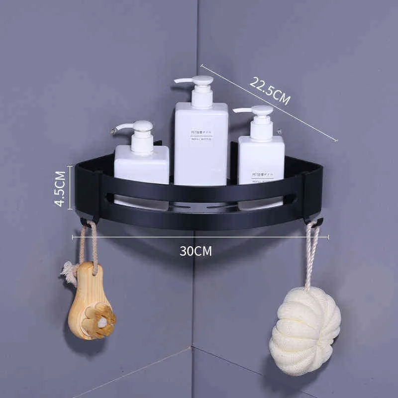 Aluminum bathroom shelves hardware Rack 1/2/3 Tier combination Wall Mounted Shelf holder Bath accessories wall-free punching 211112