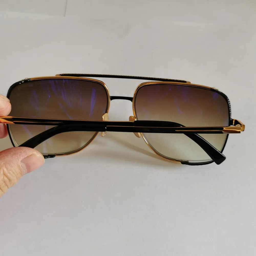 Pist Gece Yarısı Güneş Gözlüğü Erkekler için Altın Kahverengi Gradyan Erkekler Özel Güneş Shases Vintage Gözlük Göz Aşımı Kutu 3190