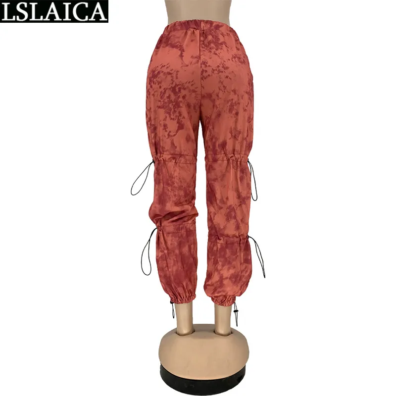 Vrouw broek casual mode trekkoord afdrukken zak alle match joggingbroek vrouwen elastische taille streetwear femme pantalon 210515
