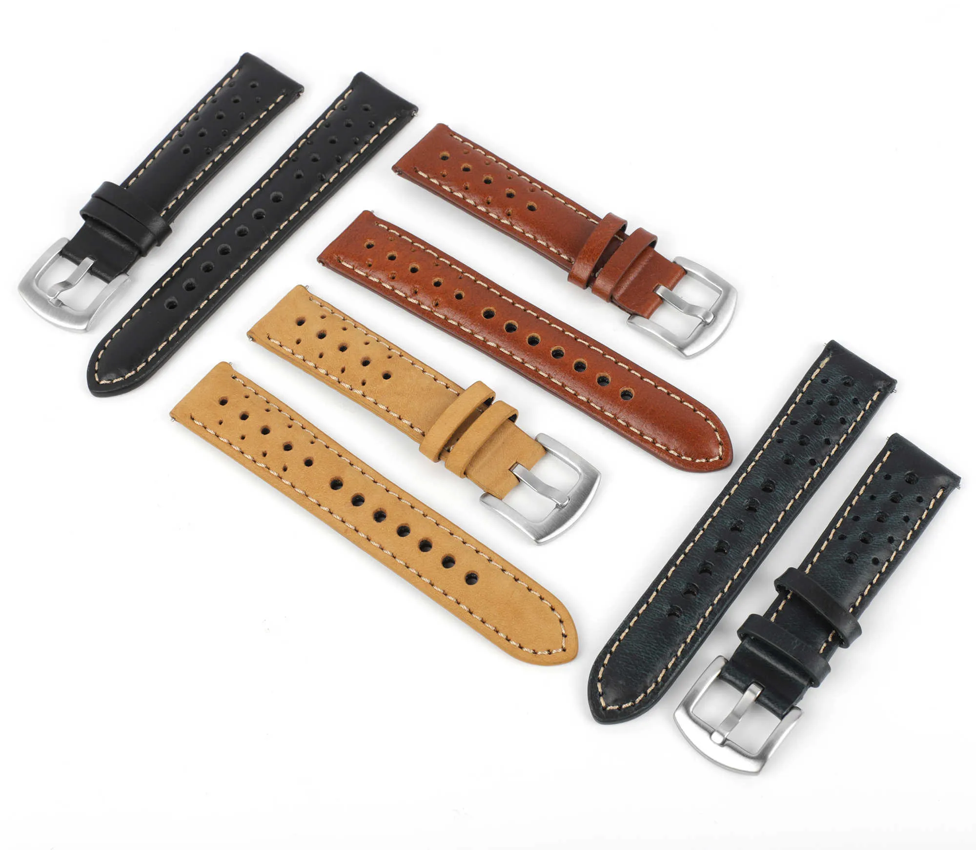 Cinturino orologio in pelle fatto a mano 18mm 19mm 20mm 22mm Cinturino autentico vintage traspirante Cinturino a molla a sgancio rapido Fibbia di qualità H0915