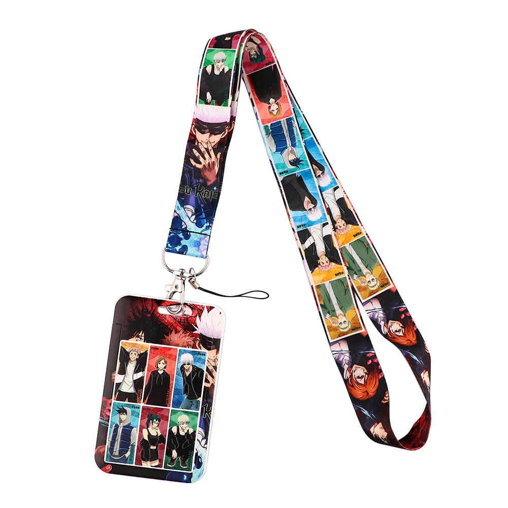 J2507 Anime ID Man Woman Bus Holder Staff Card With Punk Cool Lanyard