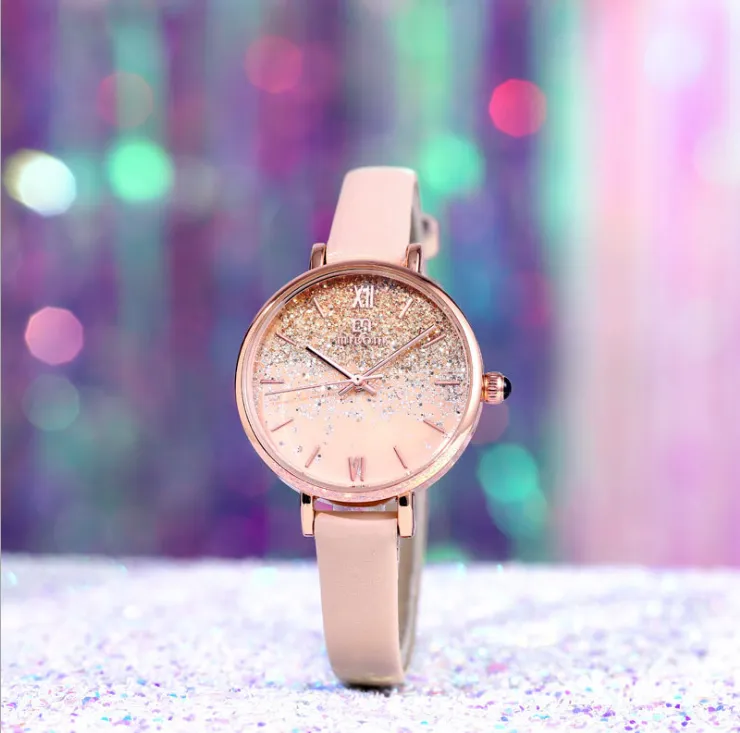 Чистые и вылеченные 2021 Starry Sky Miboni Кварцевые часы Женский аметист Фиолетовый Умные студенческие часы Красивые женские наручные часы248S