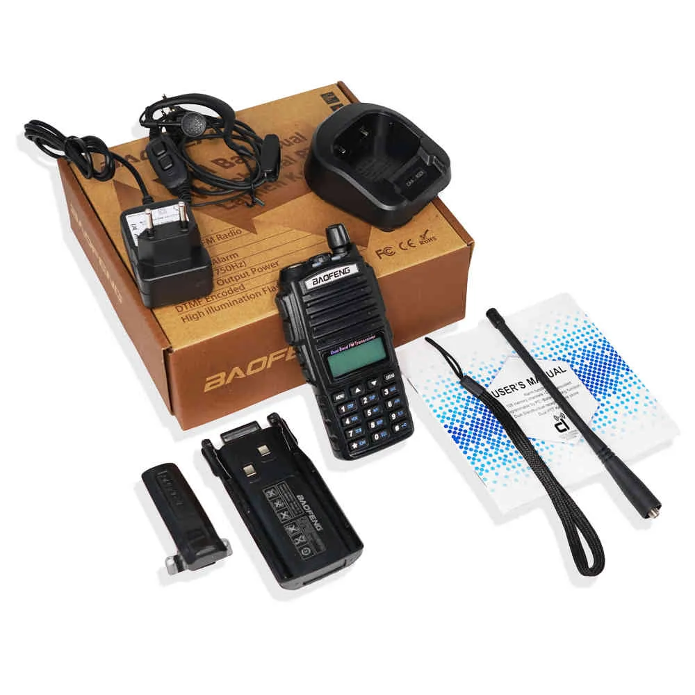 High Power 8W Baofeng UV-82 Walkie Talkie UV82 Dual Band VHF/UHF FM Transceiver 10KM Long Range Hunting Two Way Ham CB Radio