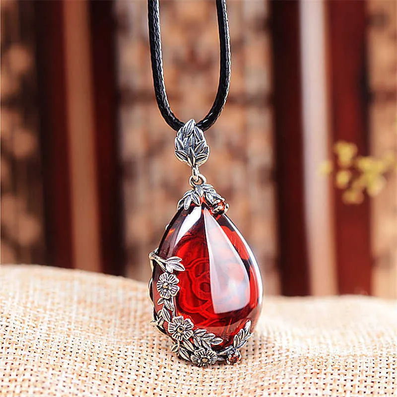 Crystal Womens Necklaces Pendant silver black red green Jewelry garnet Mirror Flower gold plated