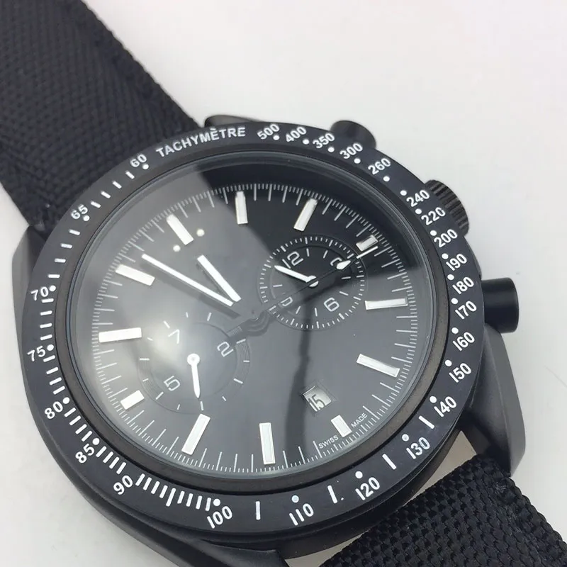 Relógio masculino 44mm super dominador lua lado escuro relógios mecânicos totalmente automáticos relógios de quartzo cinto de couro à prova dwaterproof água luminoso248g