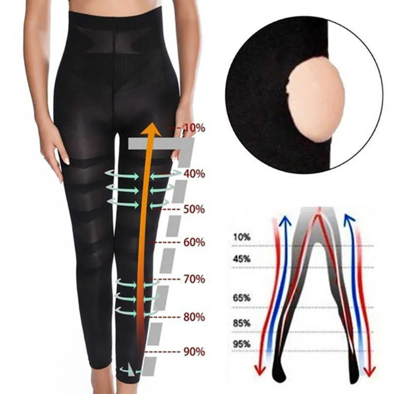 Wysoka talia Shapewear Anti Cellulit Compression Legginsy Noga Odchudzanie Ciało Shaper Tummy Control Rajstopy Majtki Sludmy Udo